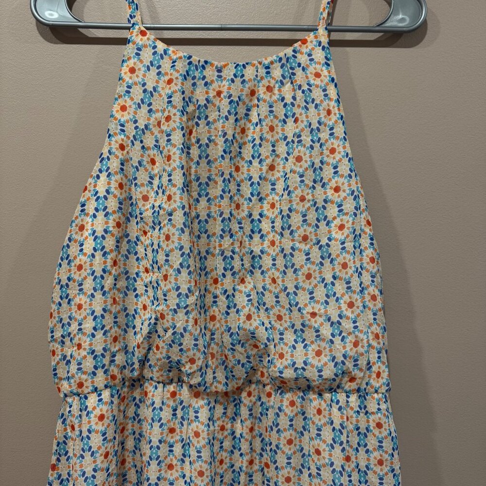 Tacera Womens Sleeveless Floral Halter Dress L Multicolor